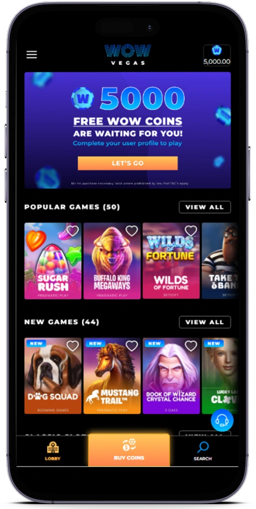 Playing with the WOW Vegas App