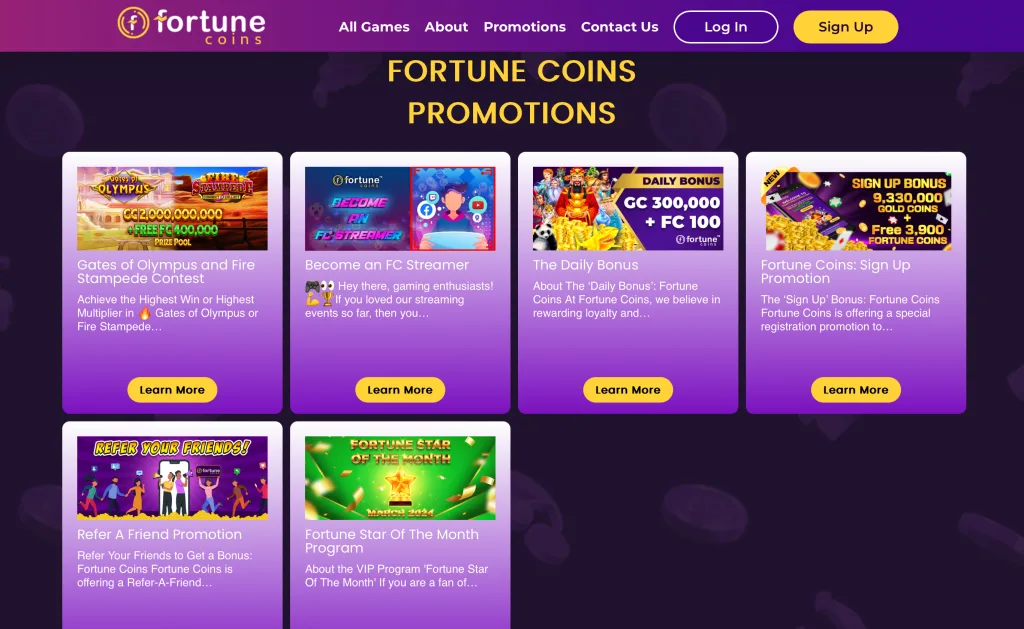 Fortune Coins promotions 