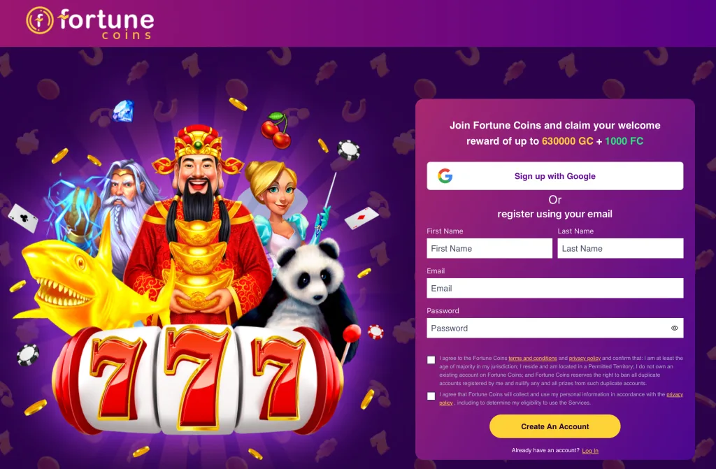 Fortune Coins signup